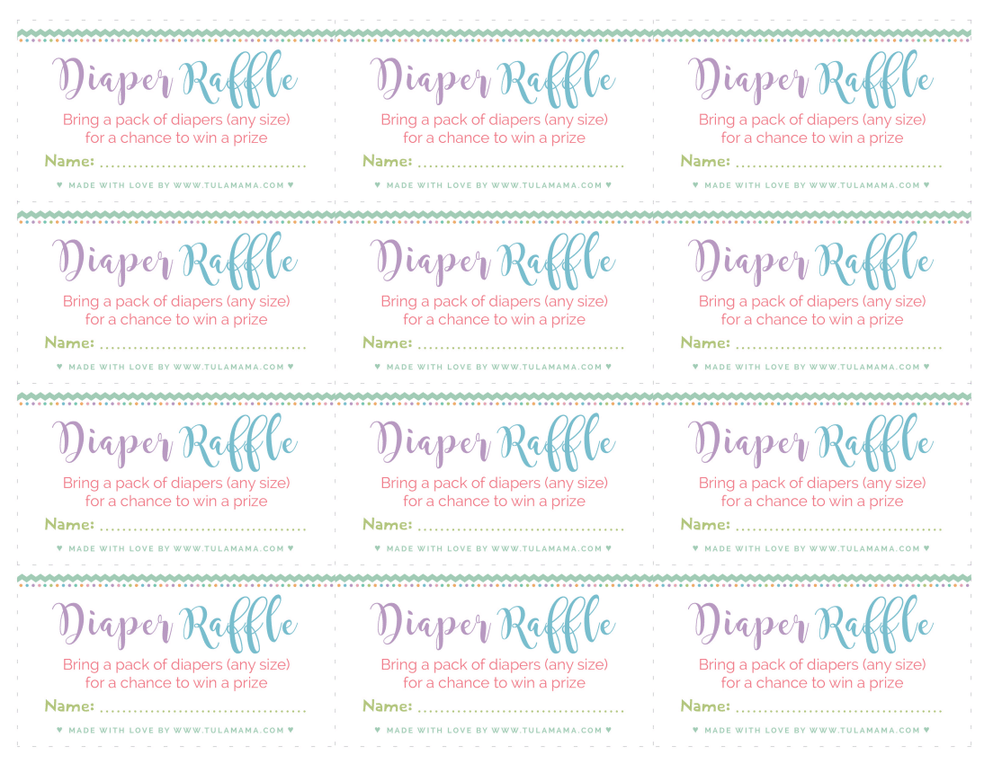 Free, Easy To Print Diaper Raffle Tickets - Tulamama intended for Free Printable Diaper Raffle Ticket Template