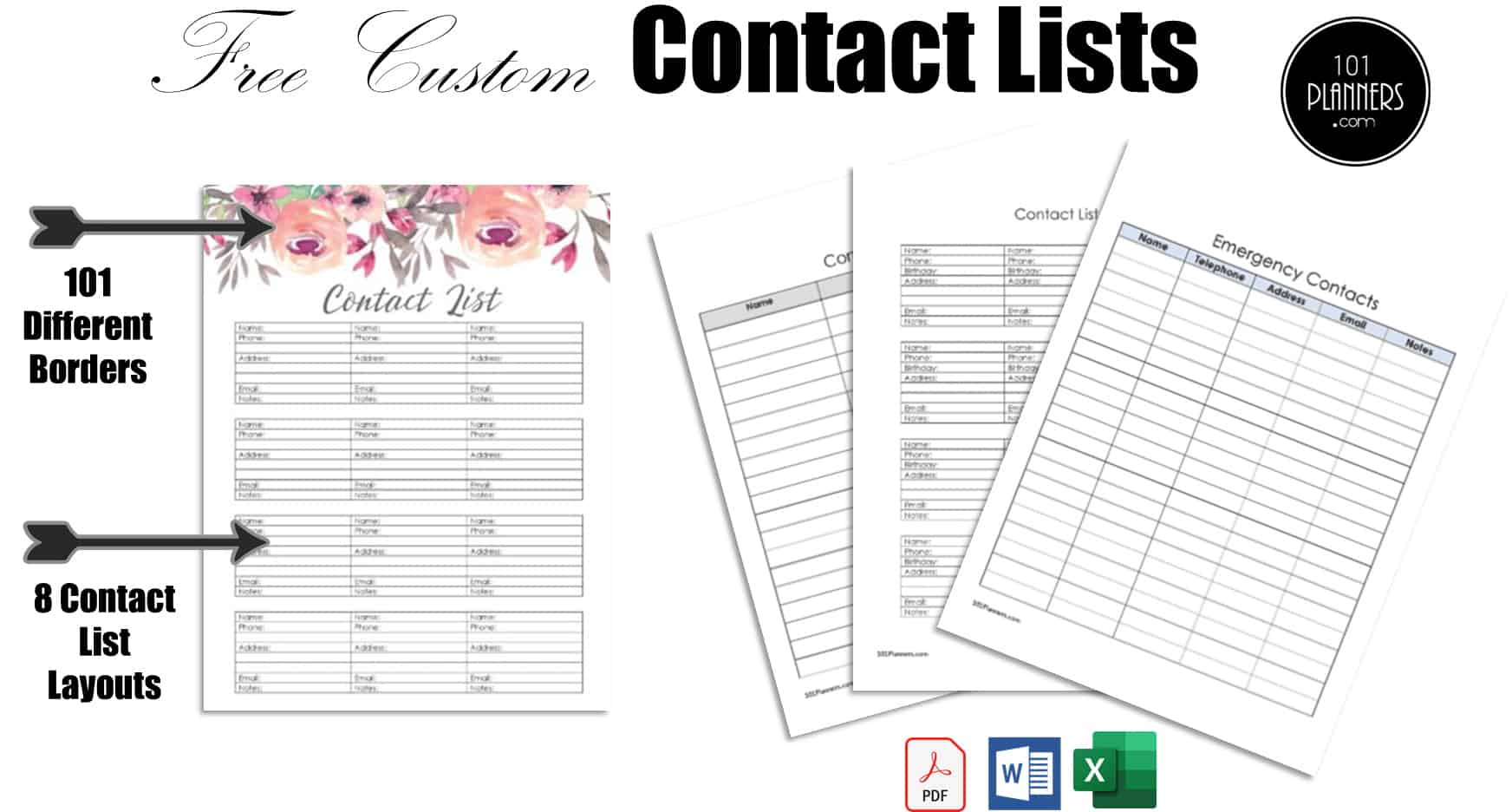 Free Editable Contact List Template | Editable Pdf, Word, Image with Free Printable Contact List