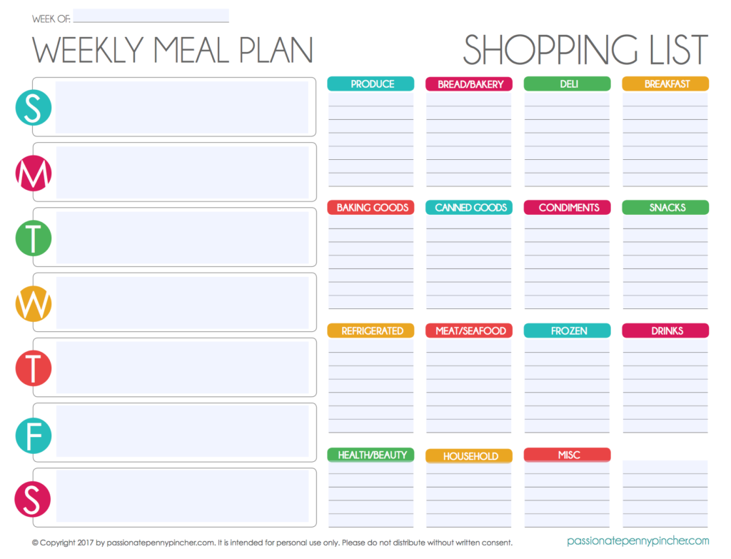 Free Editable Menu Plan And Grocery List! with Free Printable Grocery List and Meal Planner