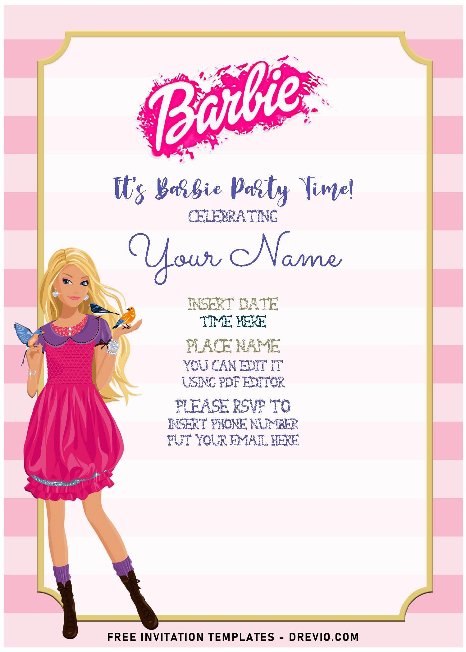 Free Editable Pdf) Adorable Barbie Big City Dream Themed Birthday for Free Printable Barbie Birthday Party Invitations