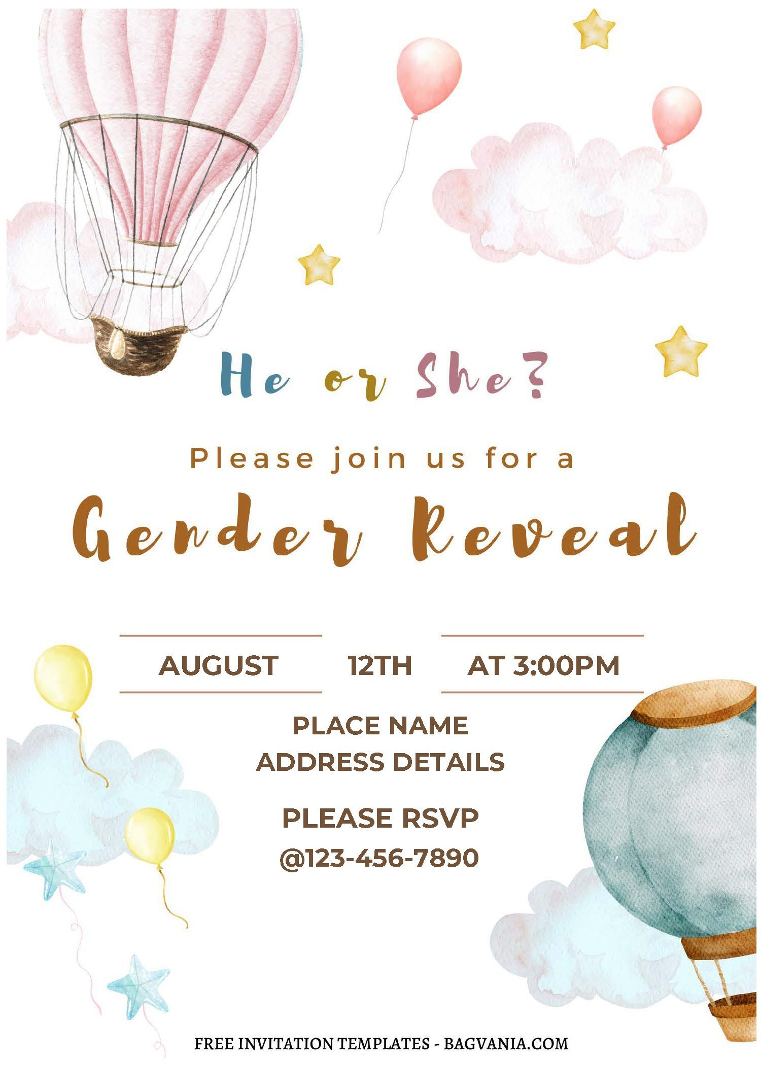 Free Editable Pdf) Cutesy Gender Reveal Invitation Templates within Free Printable Gender Reveal Invitations