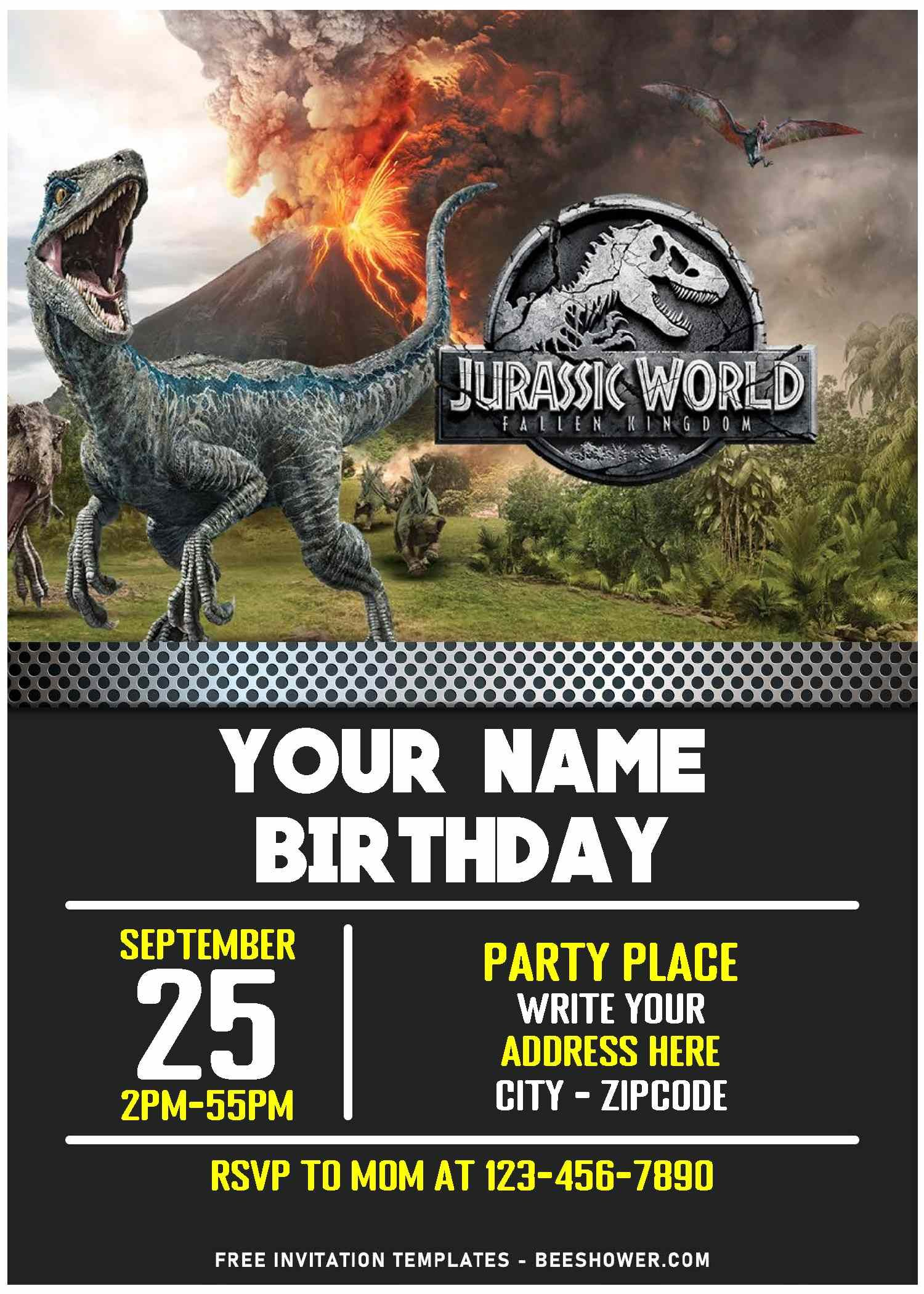 Free Editable Pdf) Nerve Wracking Jurassic World Camp Birthday within Free Printable Jurassic Park Invitations