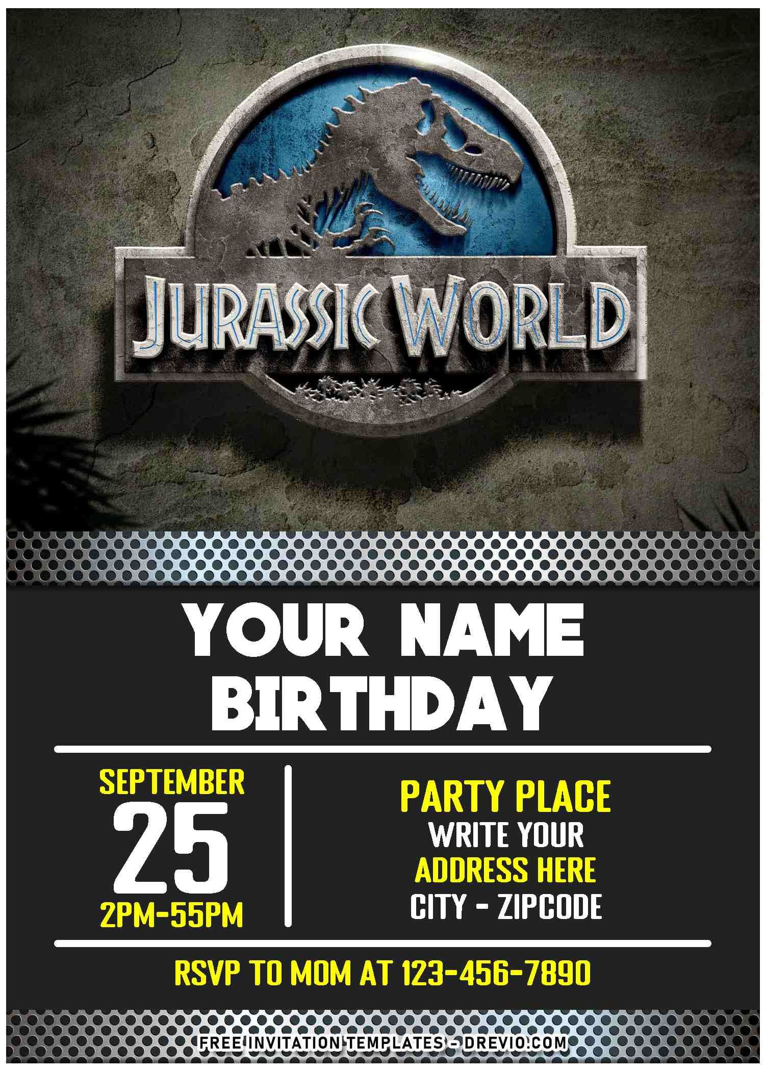 (Free Editable Pdf) Thrilling Fun Dino Jurassic World Birthday with regard to Free Printable Jurassic World Invitations