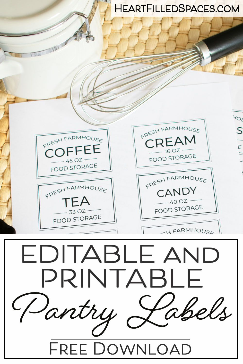 Free Editable Printable Kitchen Pantry Labels For Storage throughout Free Printable From The Kitchen Of Labels