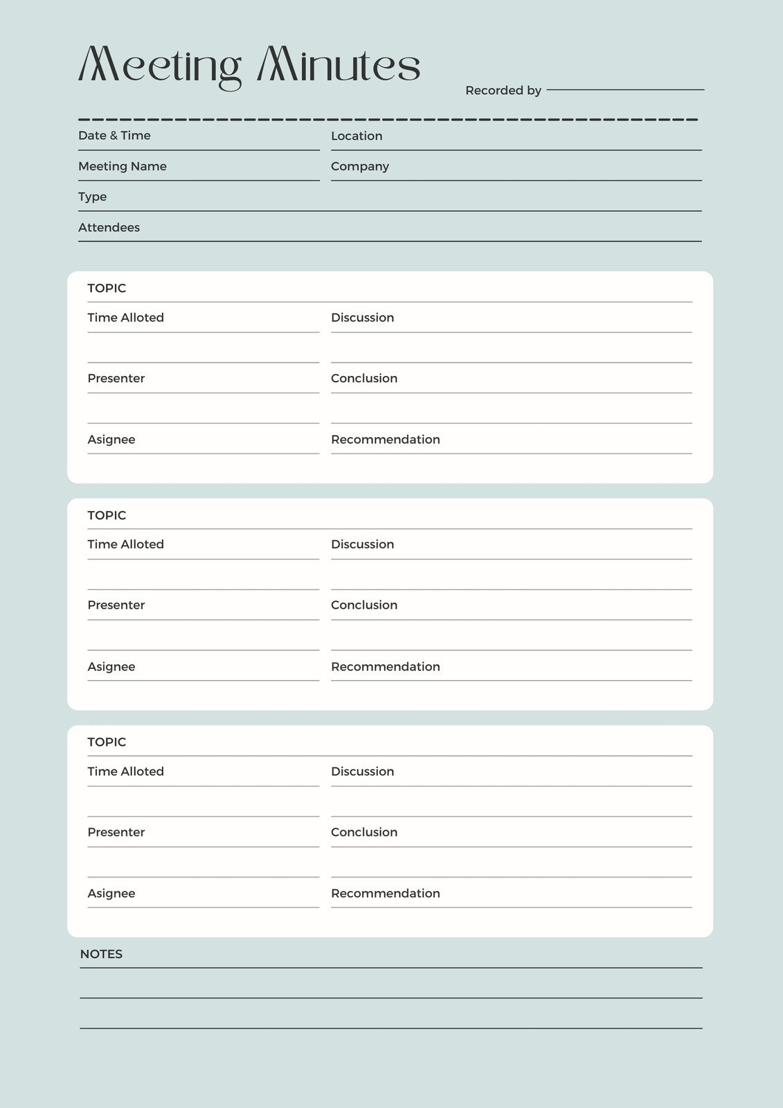 Free, Editable, Printable Meeting Minutes Templates | Canva in Meeting Minutes Template Free Printable