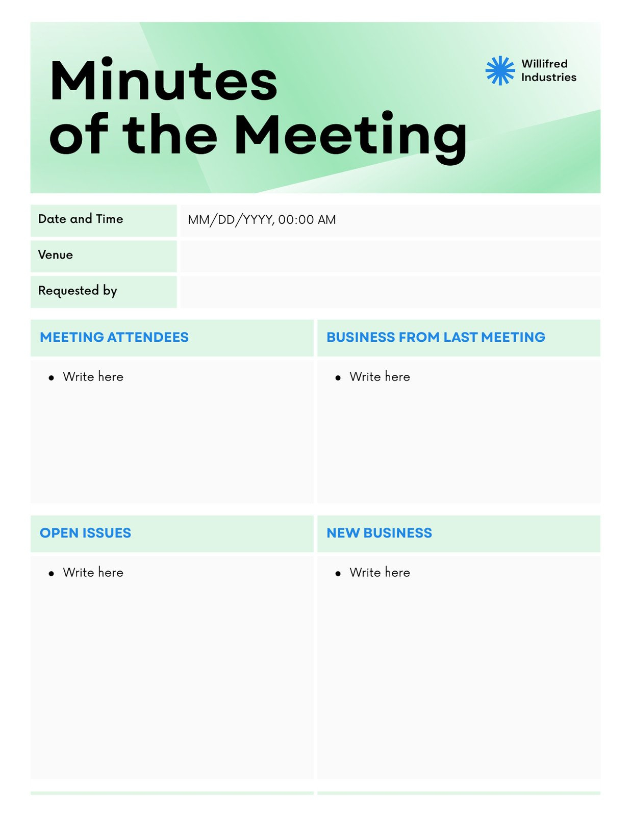 Free, Editable, Printable Meeting Minutes Templates | Canva inside Meeting Minutes Template Free Printable