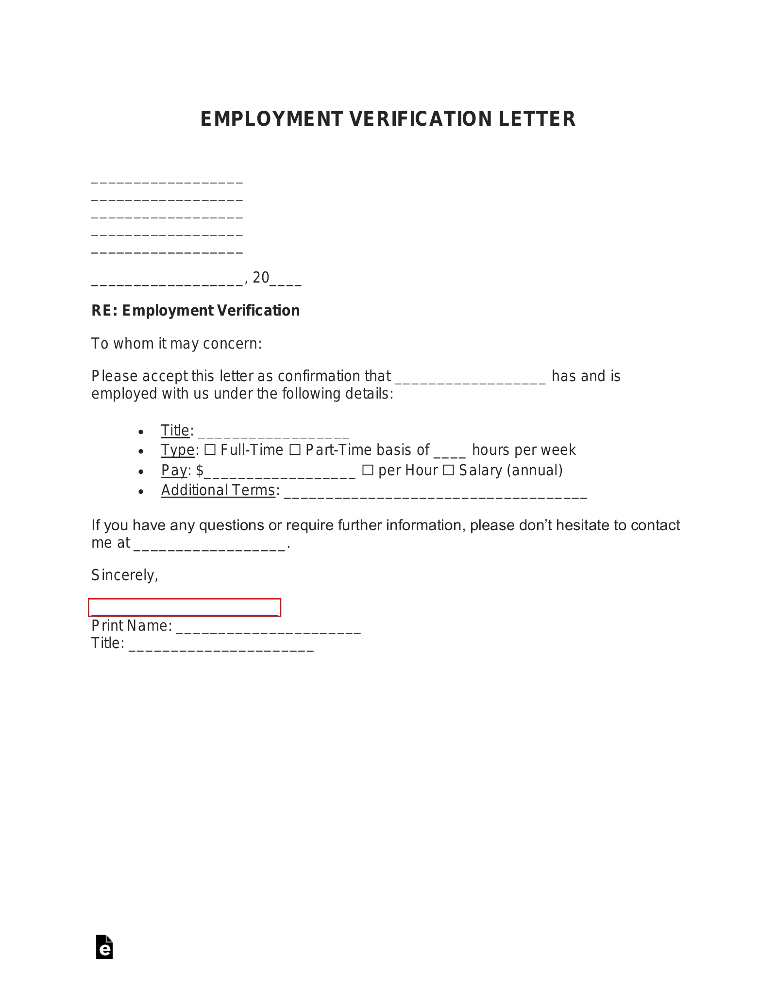 Free Employment (Income) Verification Letter - Pdf | Word – Eforms for Free Printable Employment Verification Letter