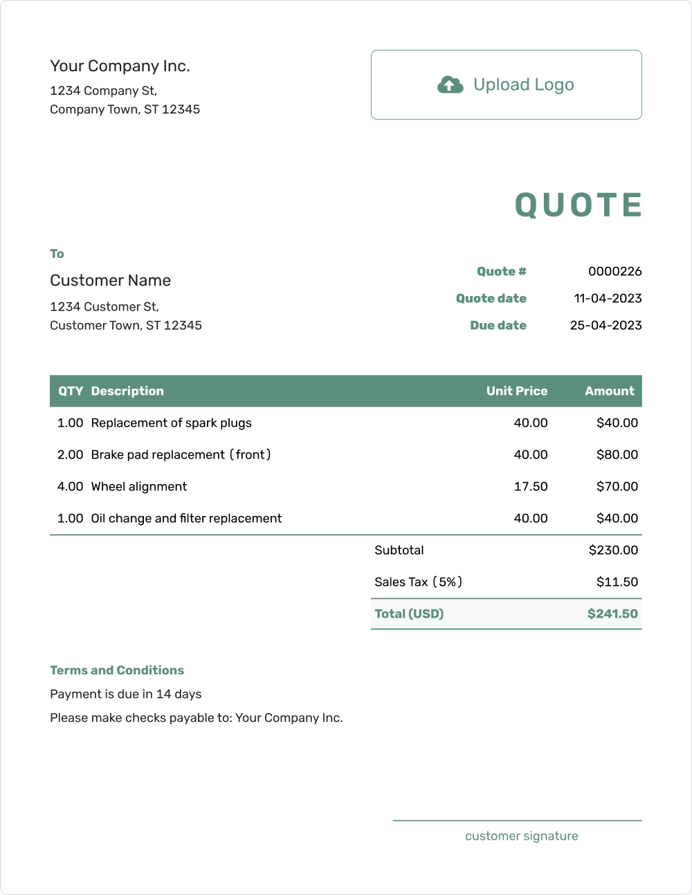 Free Excel Quote Template | Docelf in Free Printable Quotes Templates