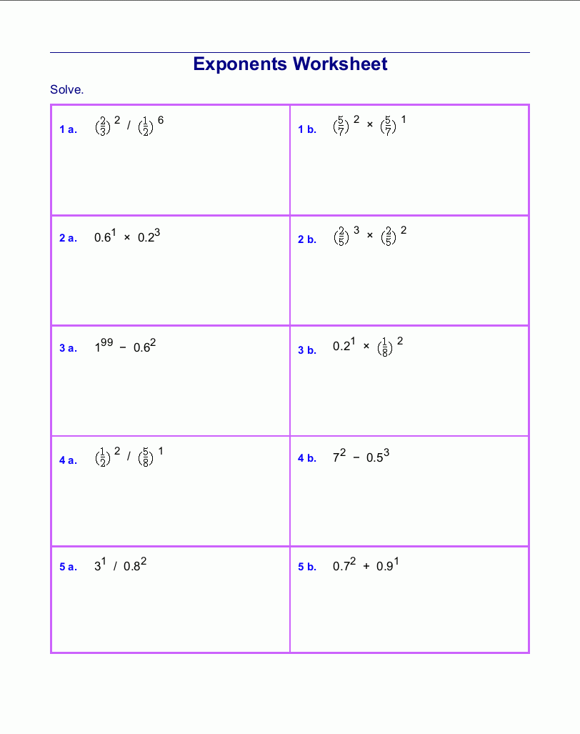 Free Exponents Worksheets in Free Printable Exponent Worksheets