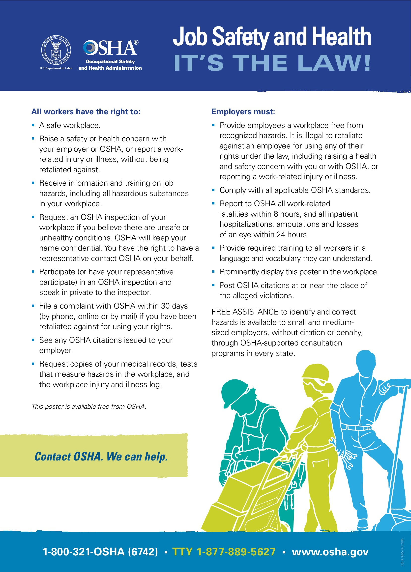 Free Federal Osha Job Safety &amp;amp;Amp; Health Protection Poster within Free Printable Osha Posters