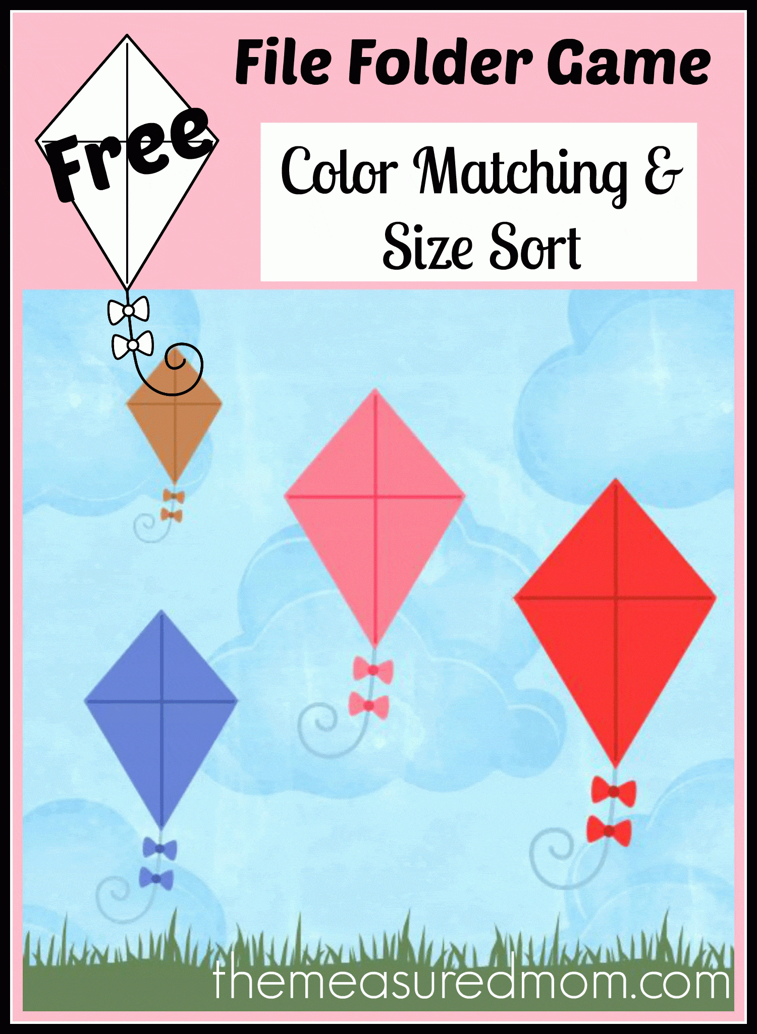 Free File Folder Game For Preschoolers: Kites! - The Measured Mom inside Free Printable Preschool Folder Games