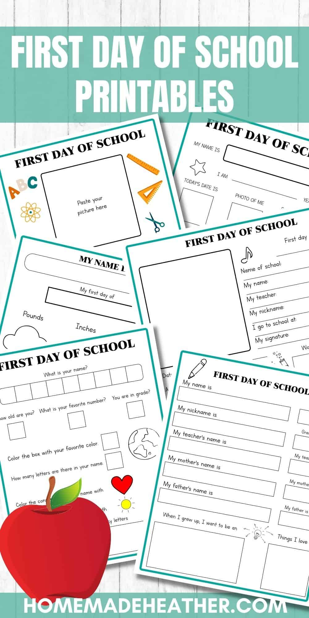 Free First Day Of School Printables » Homemade Heather within Free Printable First Day Of School Activities