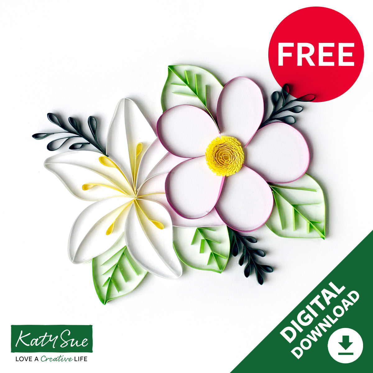 Free Floral Digital Quilling Template — Katy Sue Designs intended for Free Printable Quilling Patterns