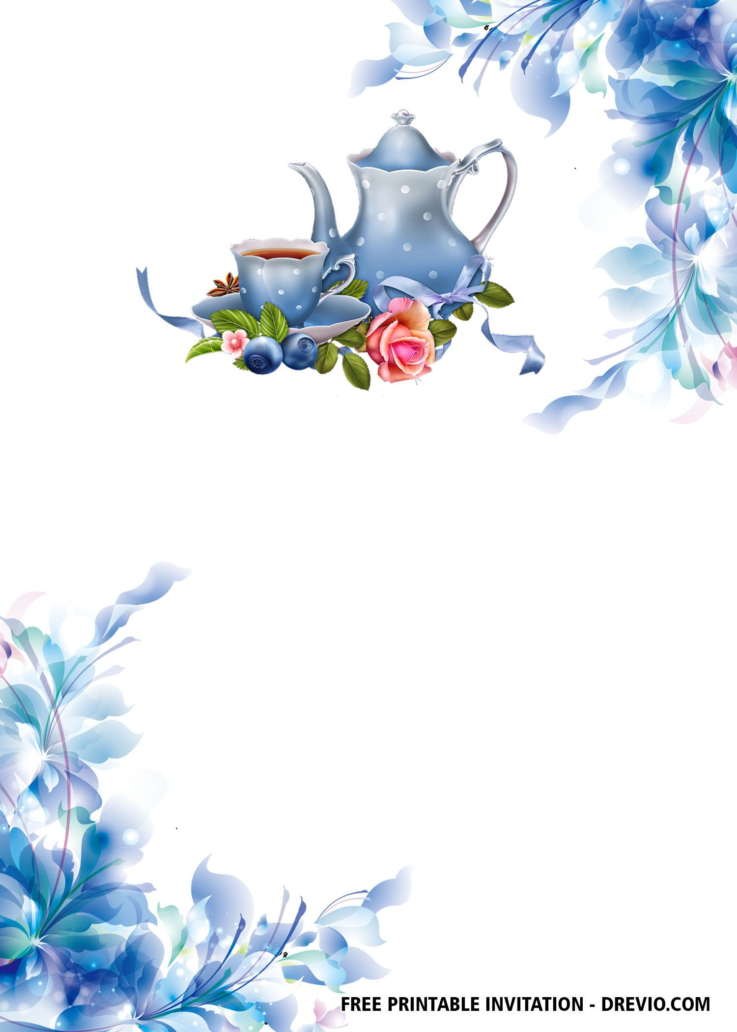 Free Floral Tea Party Invitation Templates | Tea Party Invitations with regard to Free Printable Kitchen Tea Invitation Templates