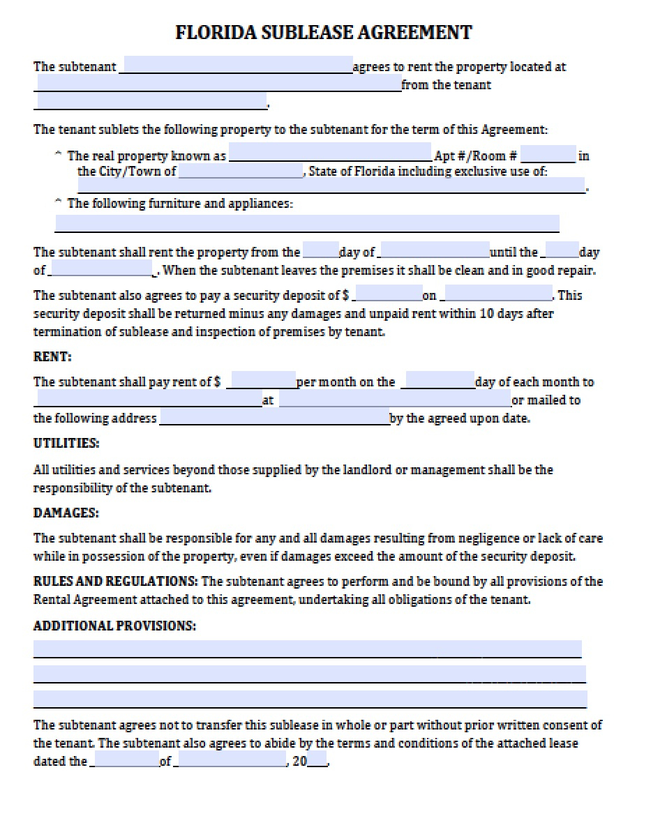 Free Florida Rental Lease Agreement Templates | Pdf | Word intended for Free Printable Florida Residential Lease Agreement