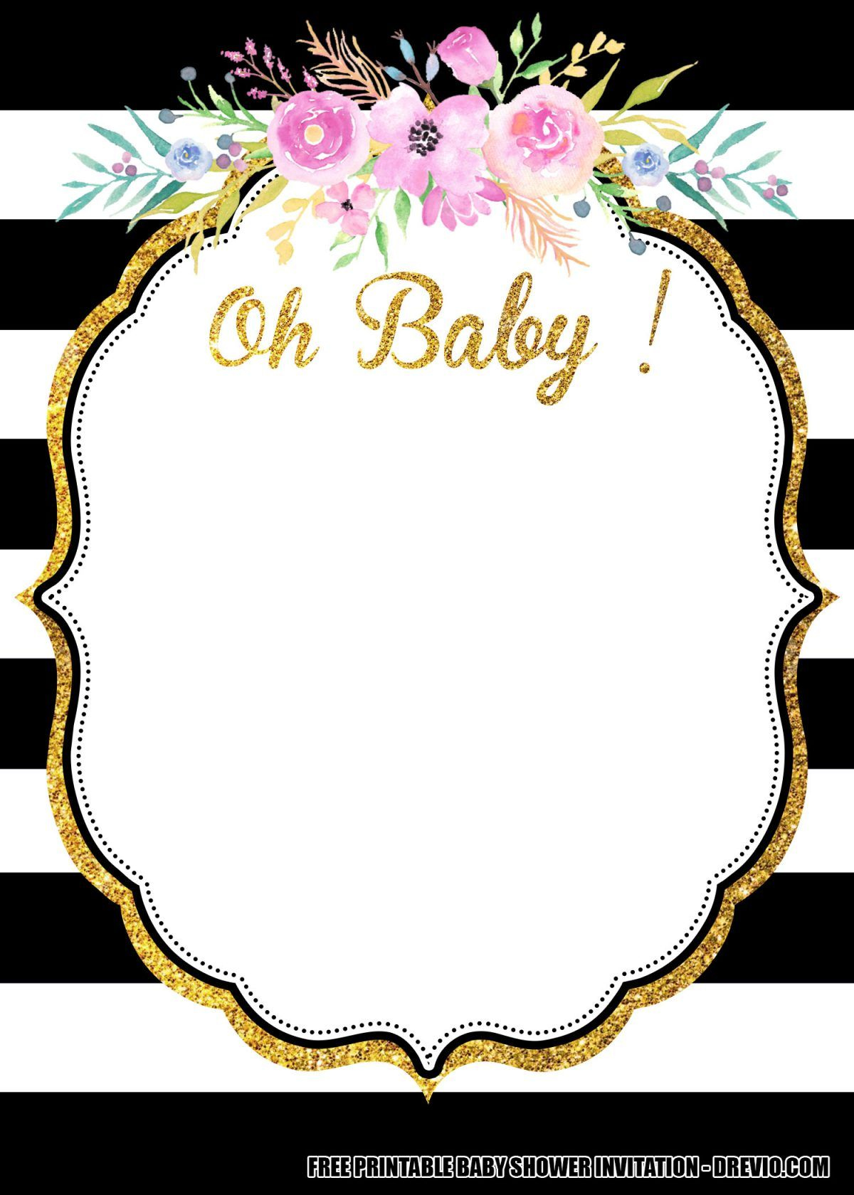 Free Flower Baby Shower Invitation Templates – Downloadable – Free with Free Printable Blank Baby Shower Invitations