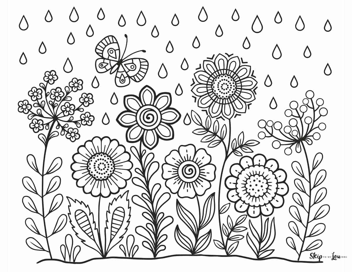 Free Flower Coloring Pages For Kids And Adults | Skip To My Lou intended for Free Printable Flower Coloring Pages