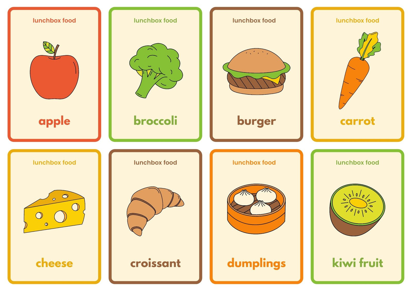 Free Food Flashcard Templates To Customize And Print | Canva in Free Printable Food Cards