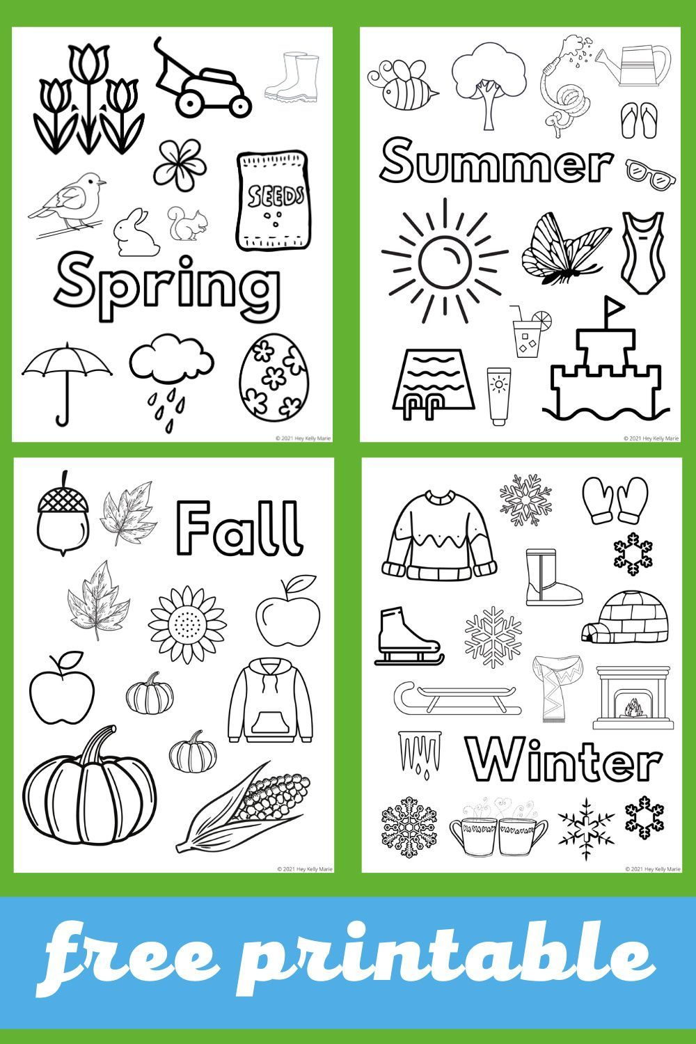 Free Four Seasons Coloring Pages To Learn About Weather - Hey throughout Free Printable Pictures of the Four Seasons