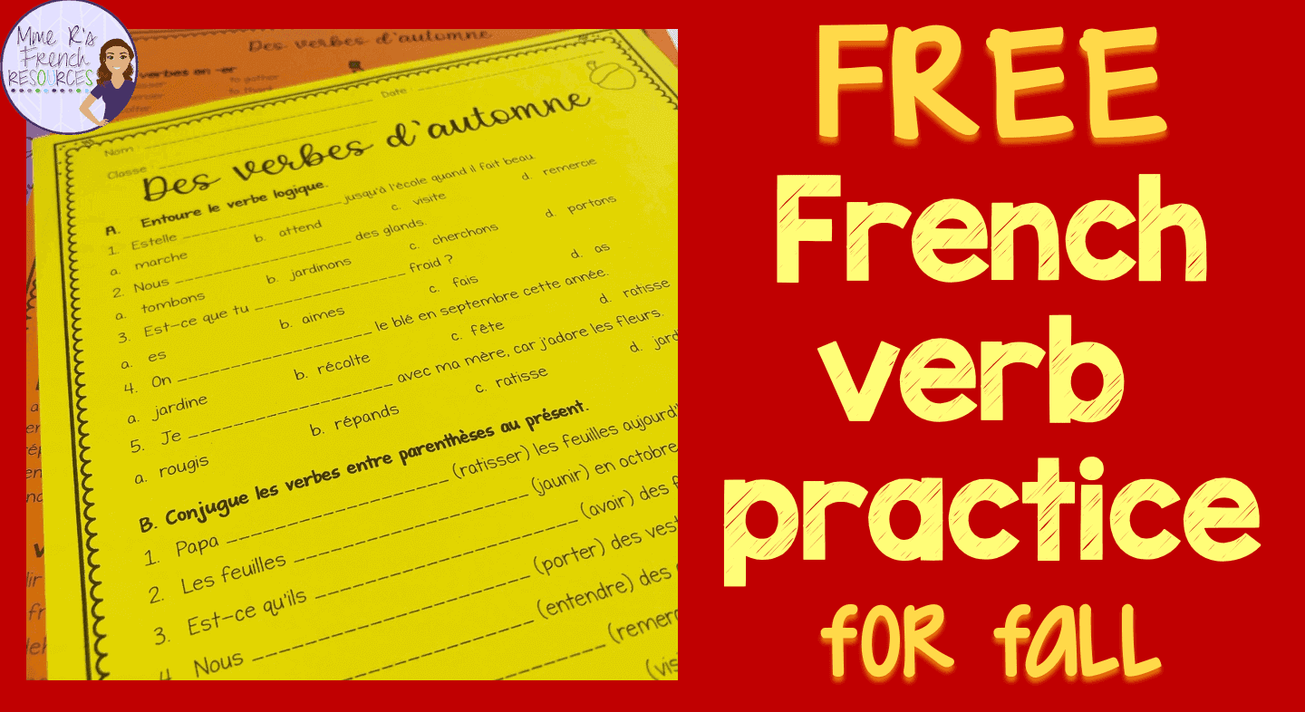 Free French Verb Worksheets For Fall - Mme R&amp;#039;S French Resources intended for Free Printable French Grammar Worksheets