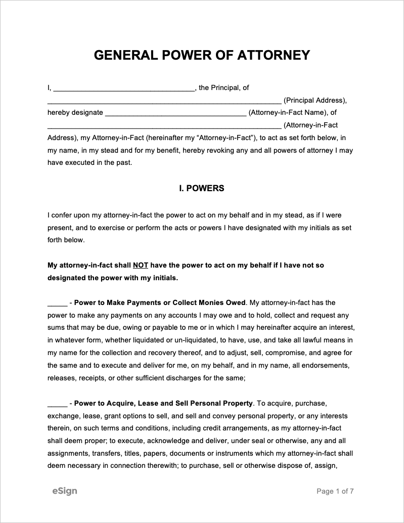 Free General Power Of Attorney Forms | Pdf | Word pertaining to Free Printable Power of Attorney Forms