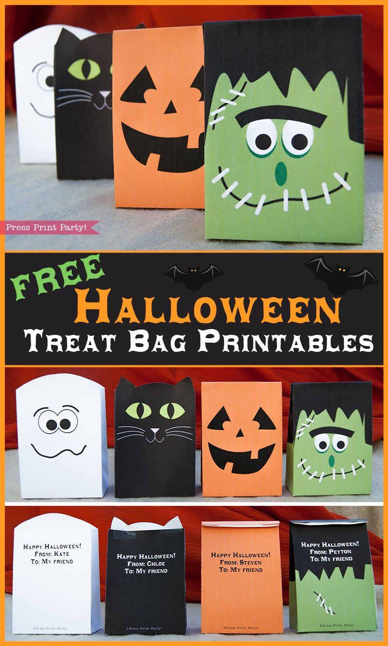 Free Halloween Treat Bags Printables with Free Printable Trick Or Treat Bags