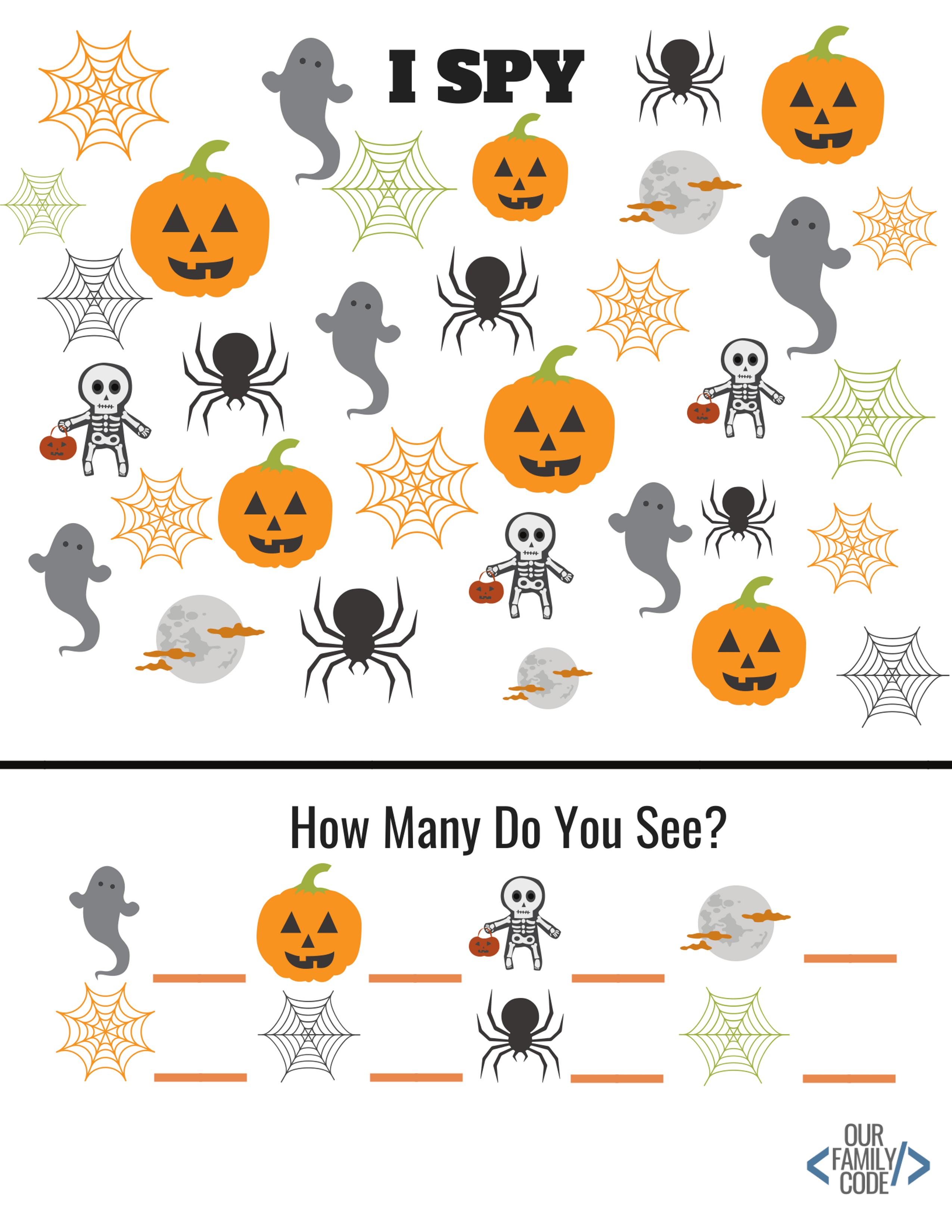 Free Halloween Worksheets For Kids! - Our Family Code within Halloween Worksheets Free Printable