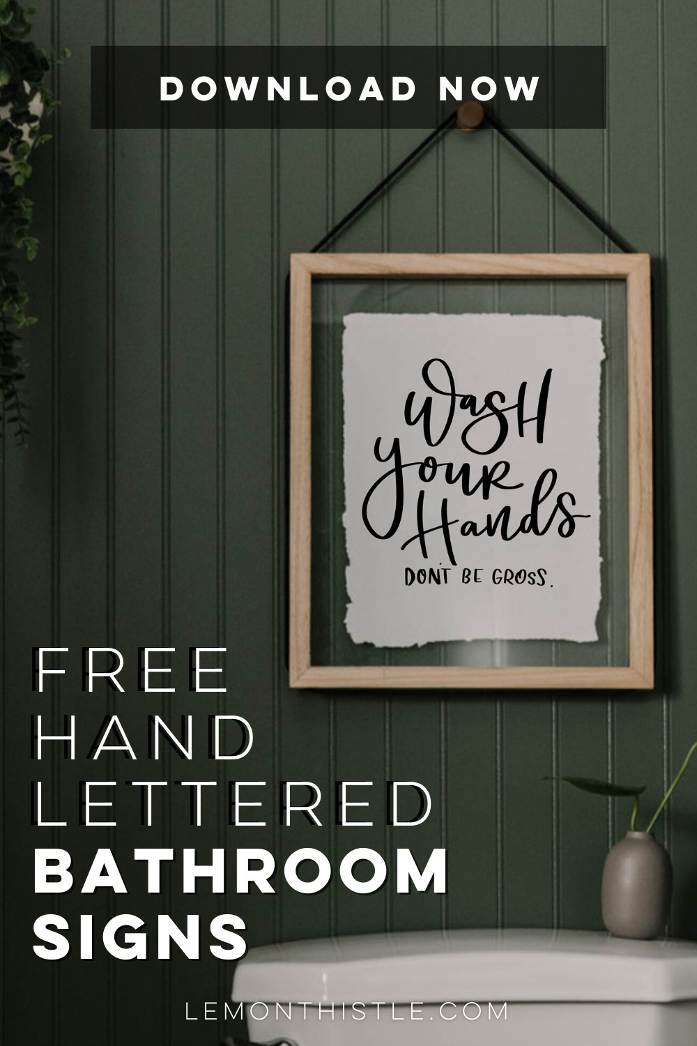 Free Hand Lettered Printable Bathroom Signs - Lemon Thistle pertaining to Free Printable Bathroom Signs