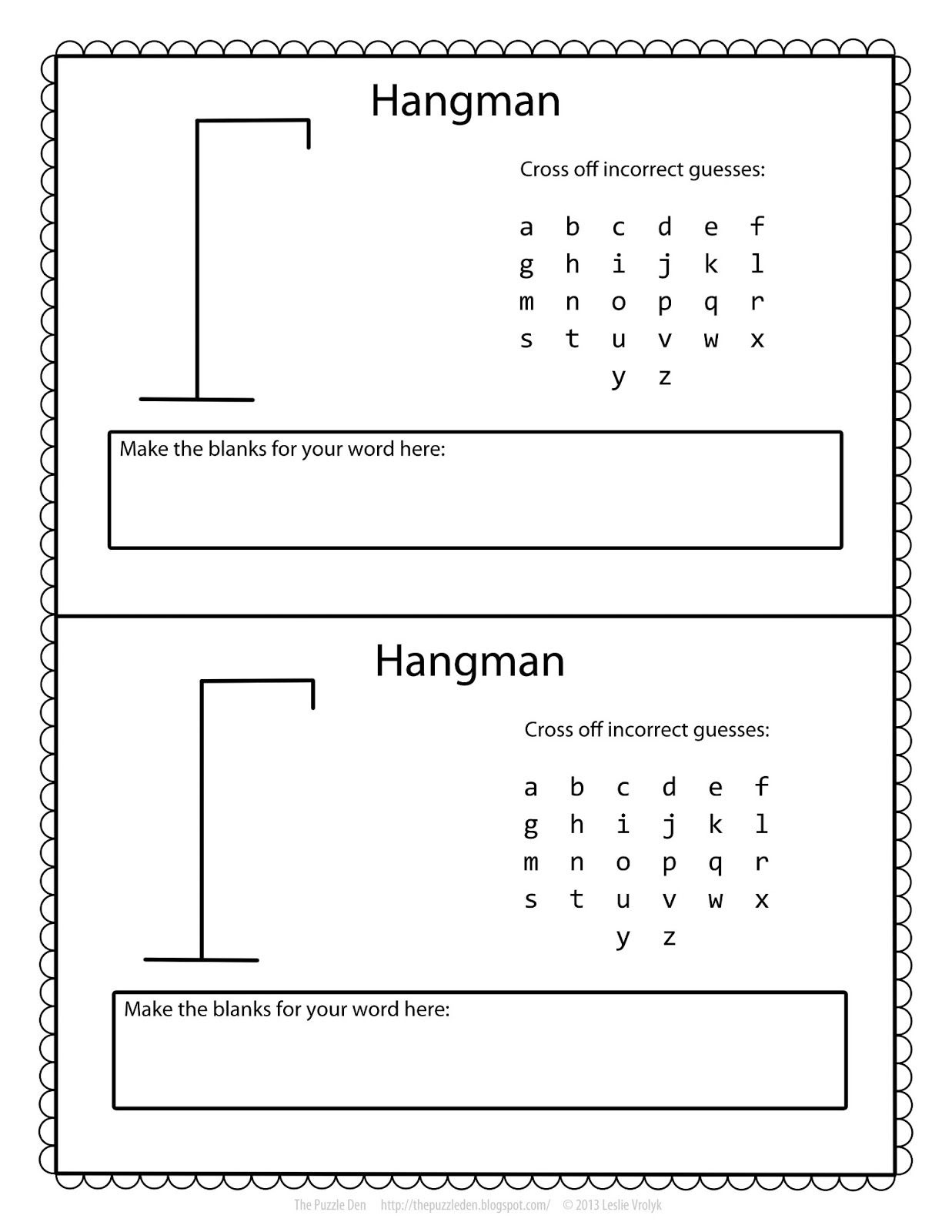 Free Hangman Template | Printable Games For Kids, Hangman Words with regard to Free Printable Hangman Game