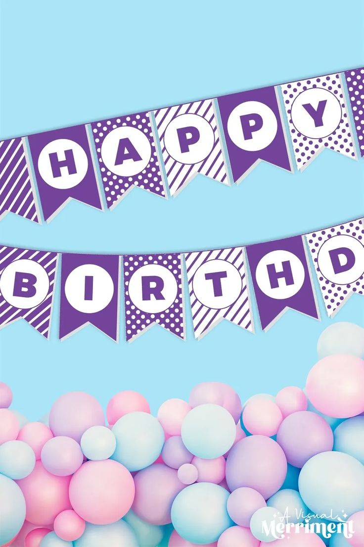 Free Happy Birthday Banner Printable Party Sign {Purple} intended for Diy Birthday Banner Free Printable