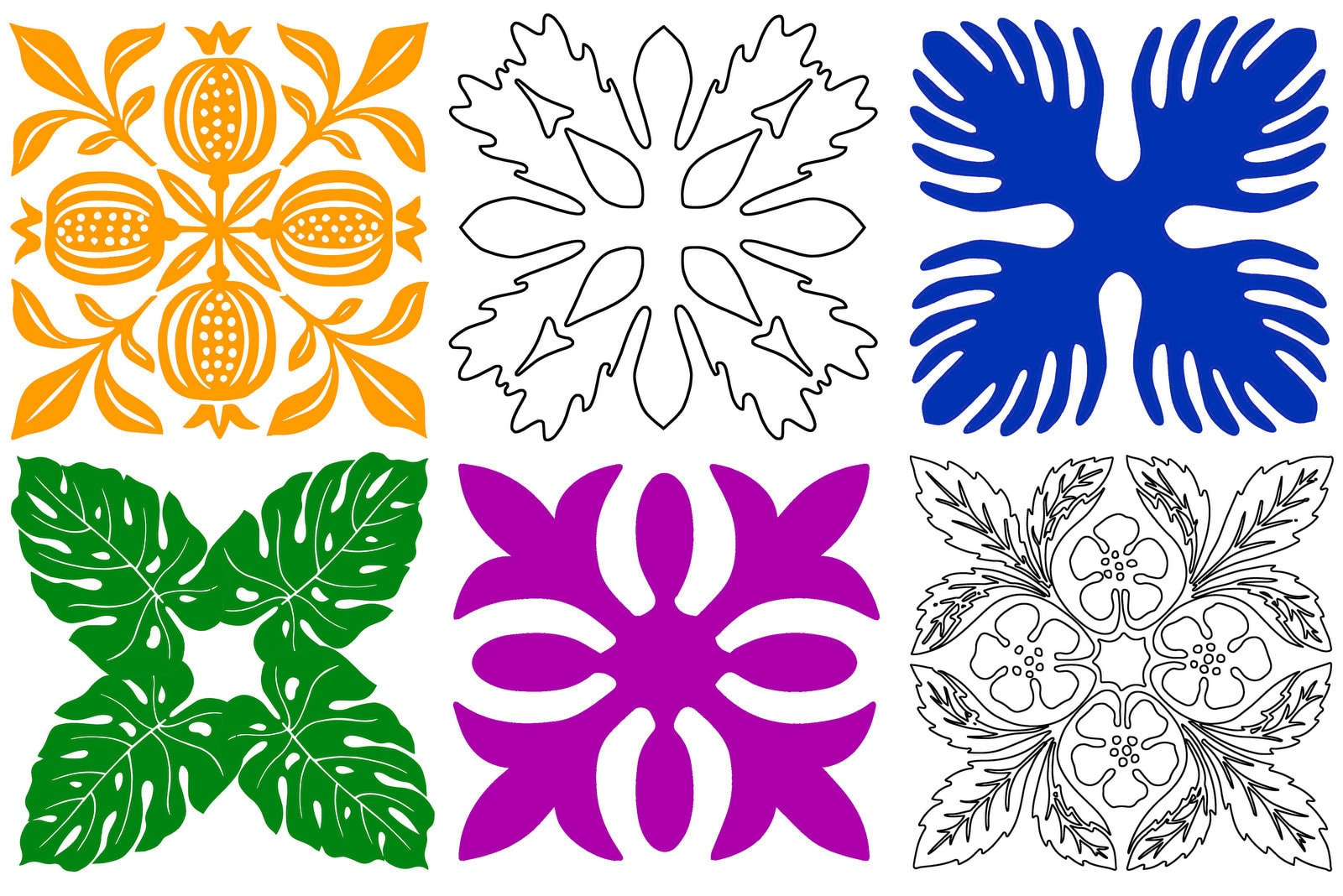 Free Hawaiian Quilt Patterns To Applique Or Stencil, At pertaining to Free Printable Quilting Stencils