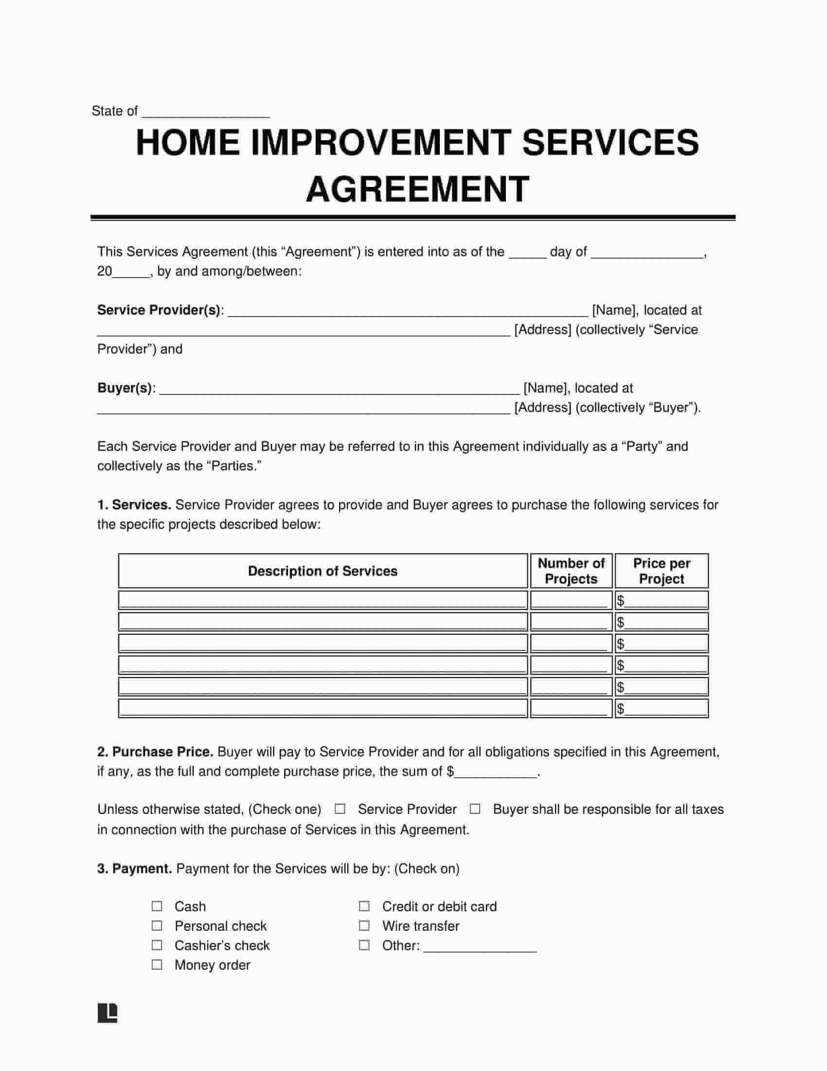 Free Home Improvement Contract Template | Pdf &amp; Word within Free Printable Home Improvement Contracts