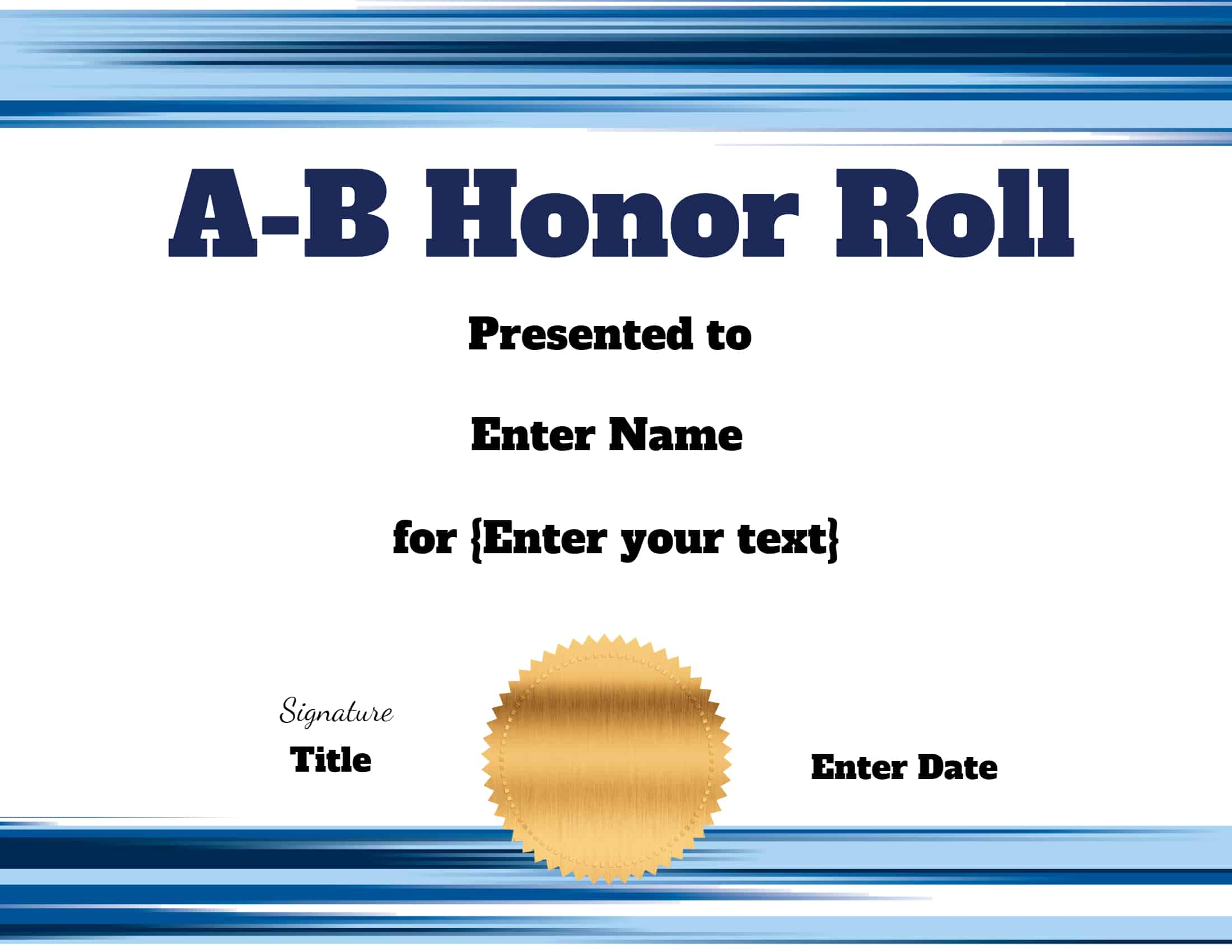 Free Honor Roll Certificate Templates - Customize Online pertaining to Free Printable Honor Roll Certificates Kids