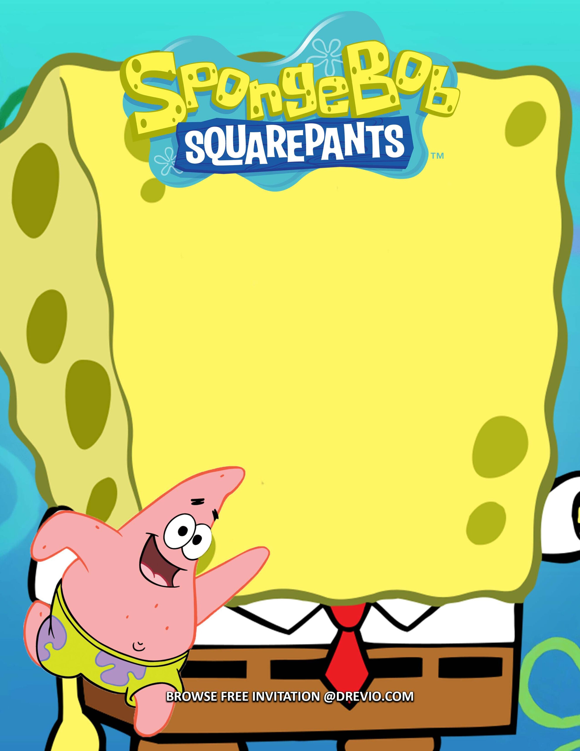 Free Invitations) Spongebob Squarepants Birthday Invitations + within Spongebob Free Printable Invitations