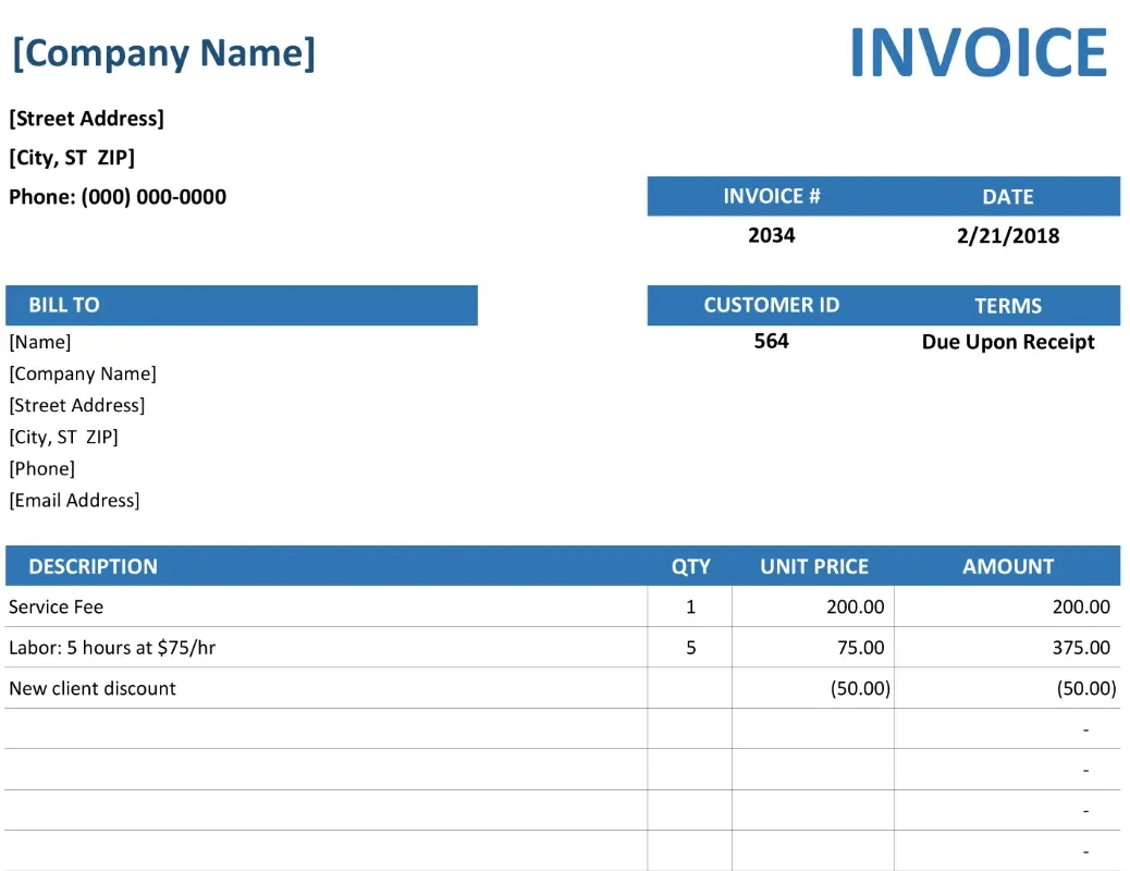 Free Invoice Template | Microsoft Create regarding Free Printable Invoice Template Excel