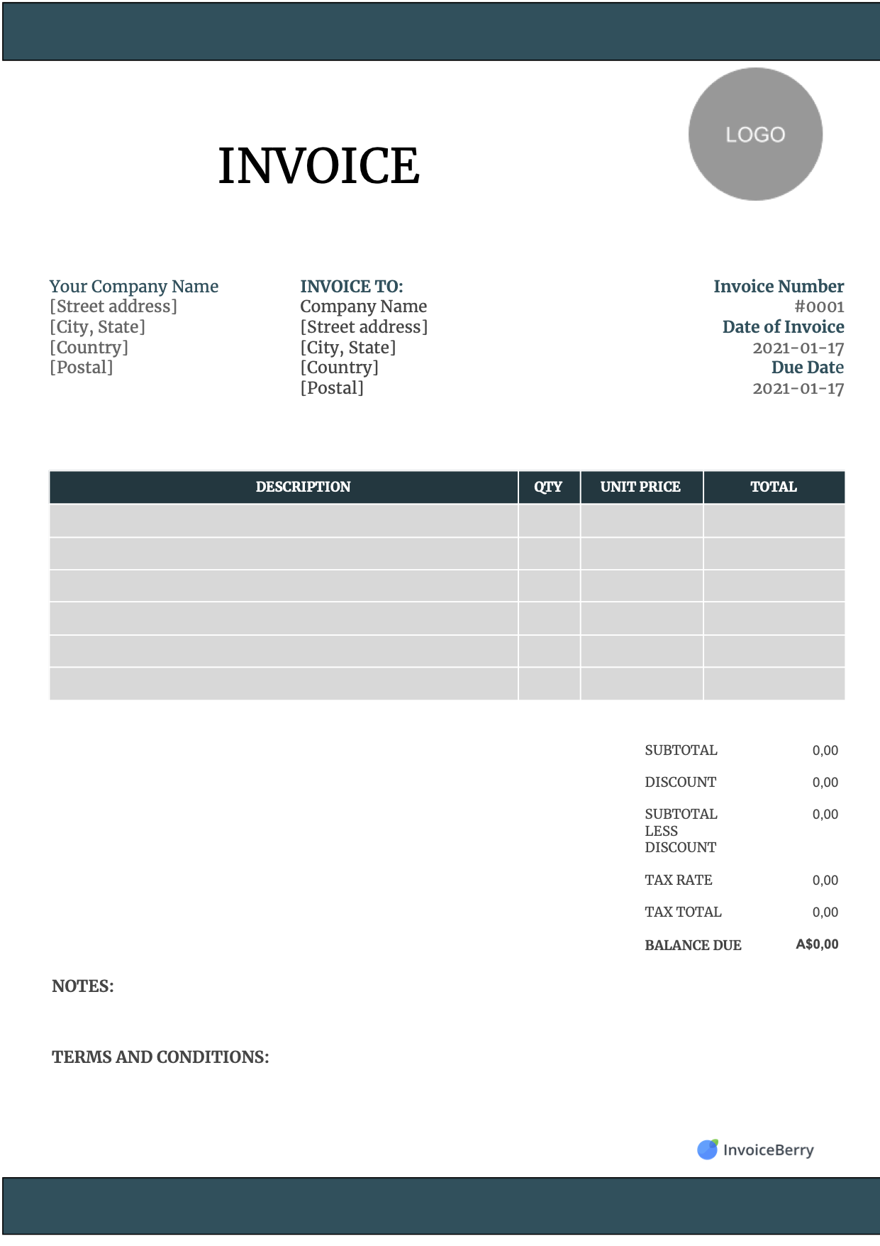 Free Invoice Templates Download - All Formats And Industries pertaining to Free Printable Invoice Template Excel