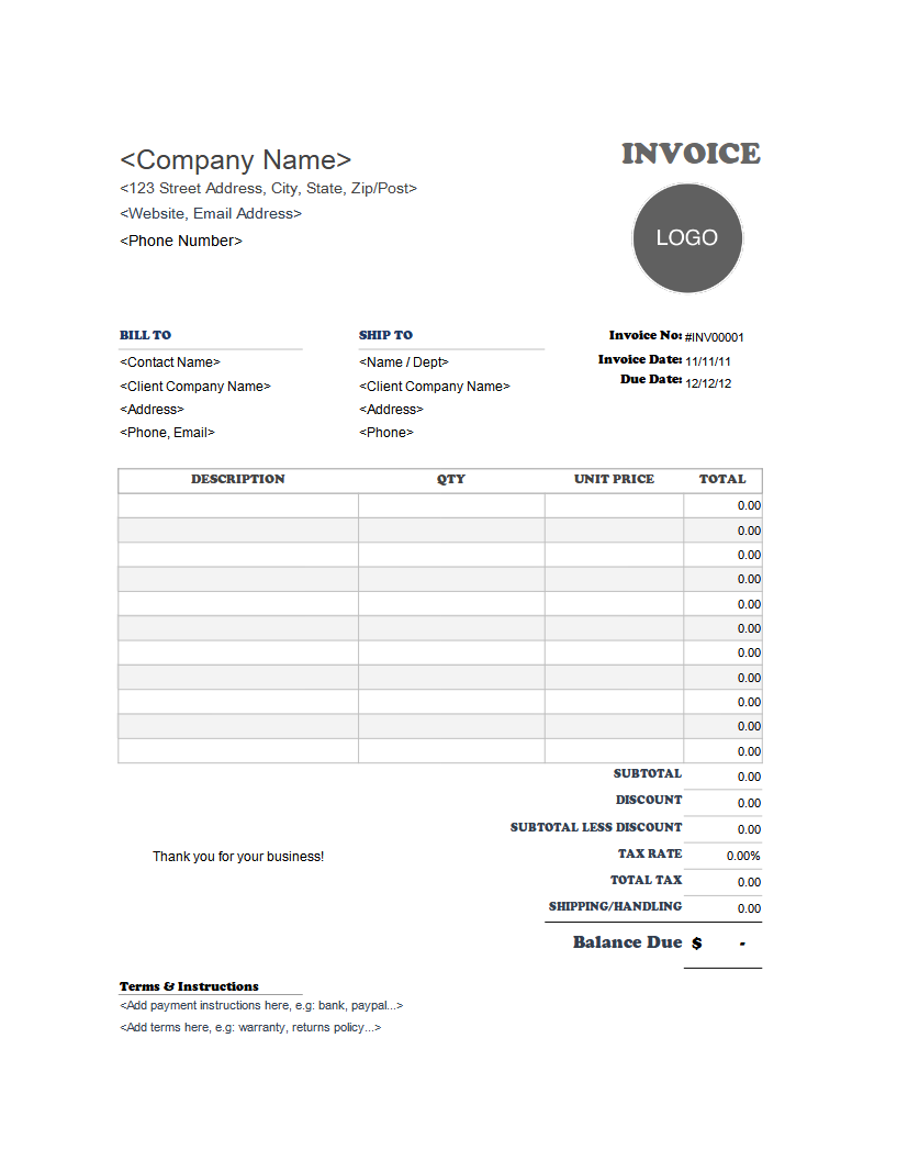 Free Invoice Templates For Excel intended for Free Printable Invoice Template Excel