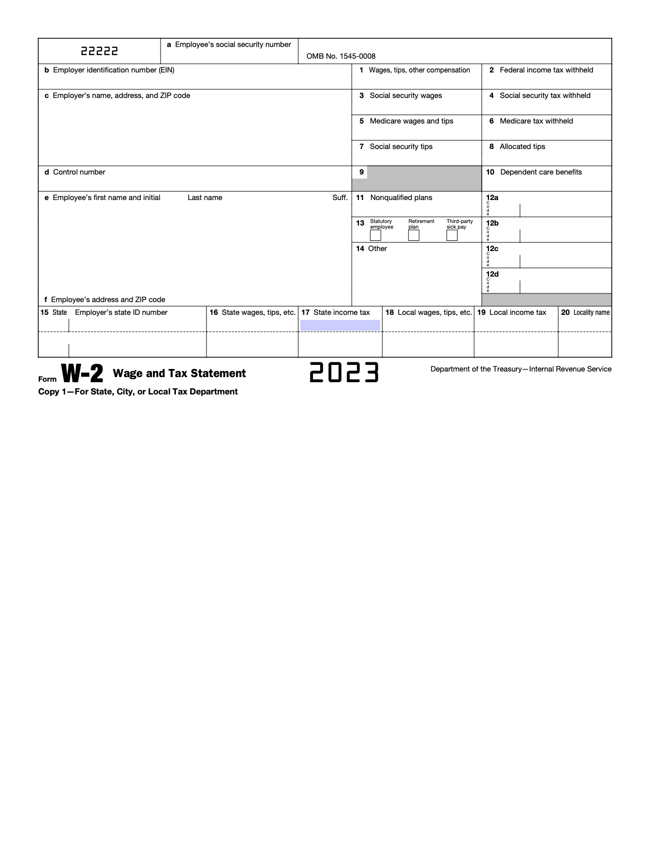 Free Irs Form W-2 | Wage And Tax Statement - Pdf – Eforms regarding Free W2 Forms Online Printable