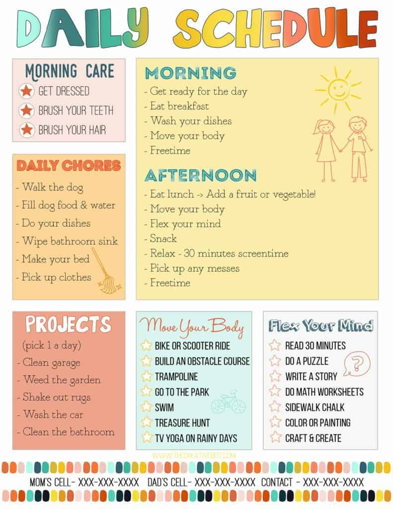 Free Kids Daily Routine Chart intended for Children&amp;amp;#039;s Routine Charts Free Printable