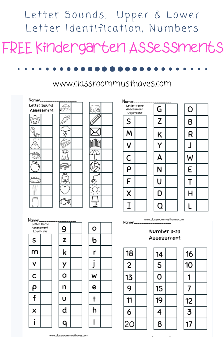 Free Kindergarten Assessments - Classroom Must Haves within Free Printable Informal Math Assessments