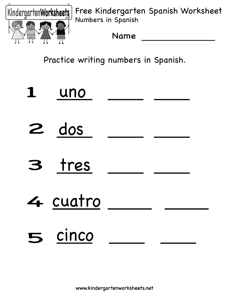 Free Kindergarten Spanish Worksheet pertaining to Free Printable Elementary Spanish Worksheets