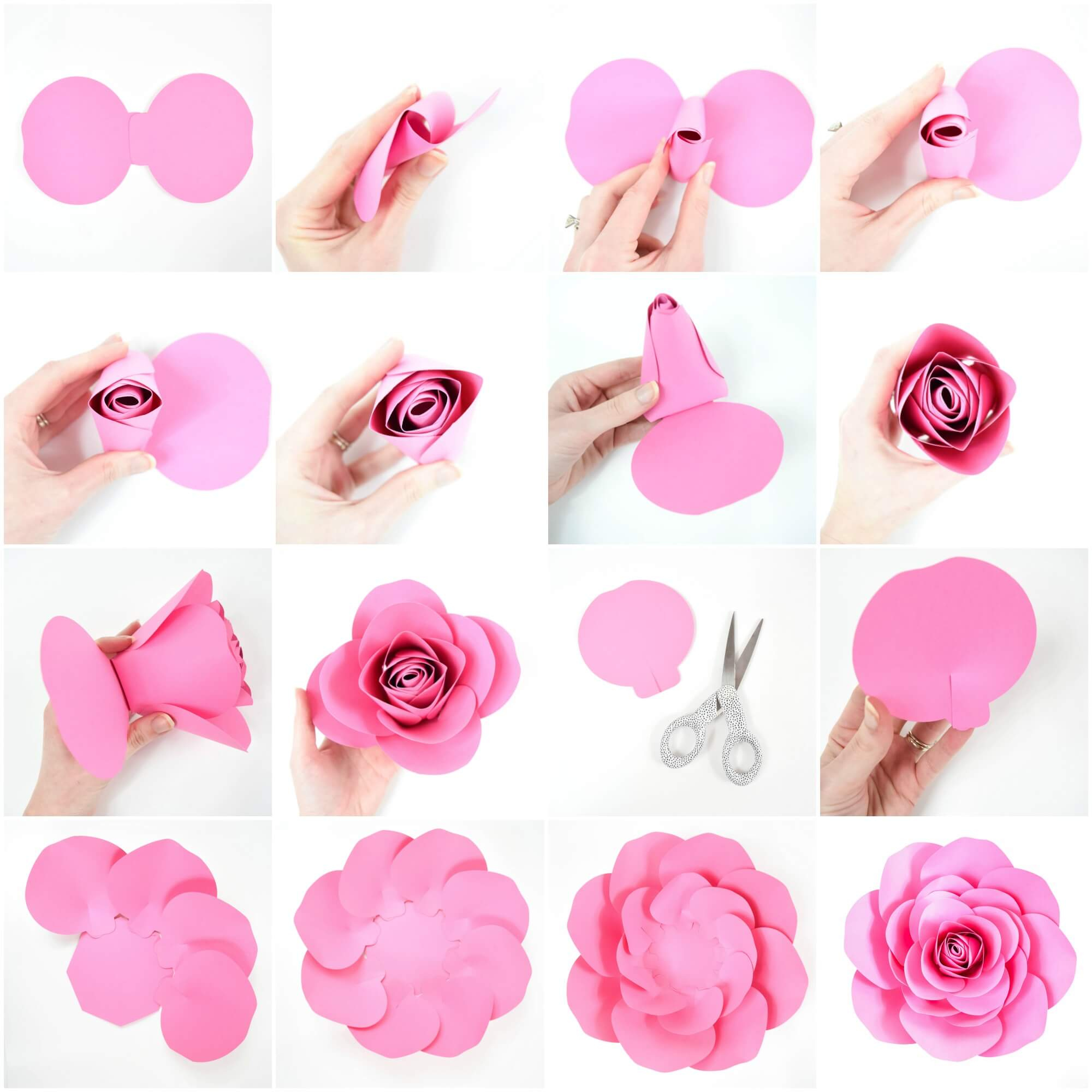 Free Large Paper Rose Template: Diy Camellia Rose Tutorial regarding Free Paper Flower Templates Printable