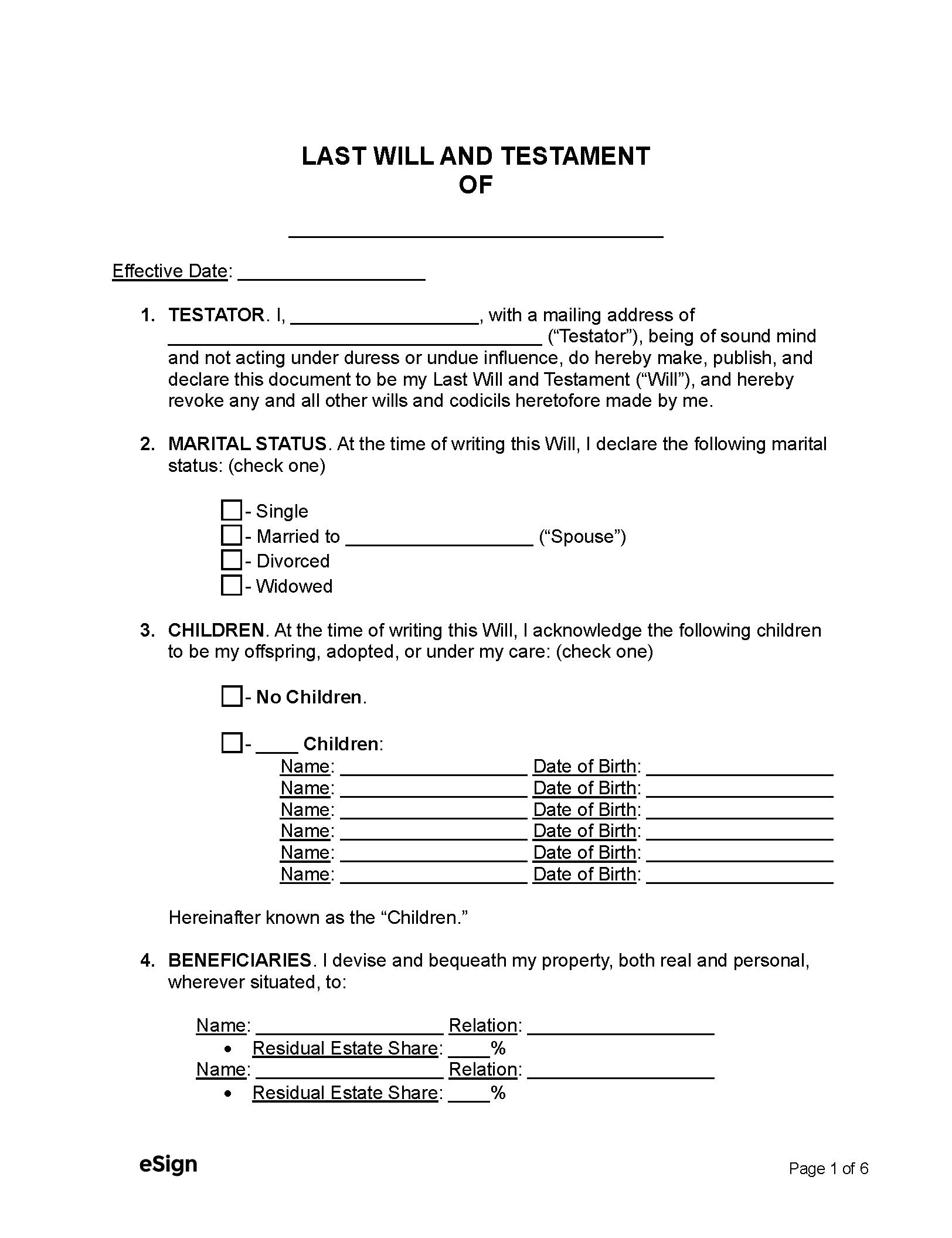 Free Last Will And Testament Template Templates (2) | Pdf | Word pertaining to Free Printable Blank Last Will and Testament