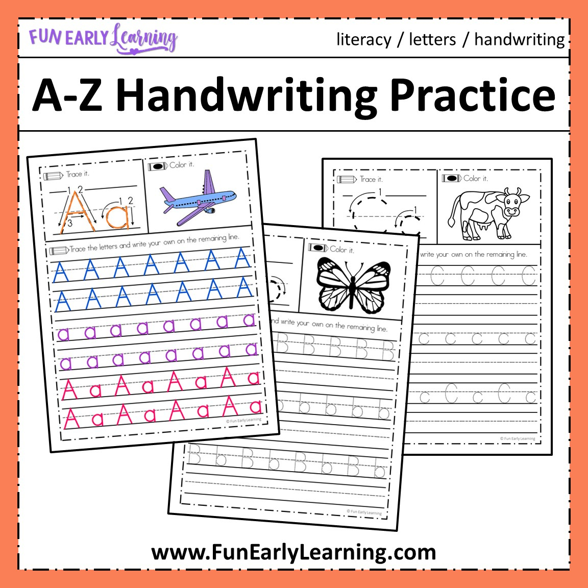 Free Letter Tracing Worksheets – A-Z Handwriting Practice – Fun within Free Printable Handwriting Sheets For Kindergarten