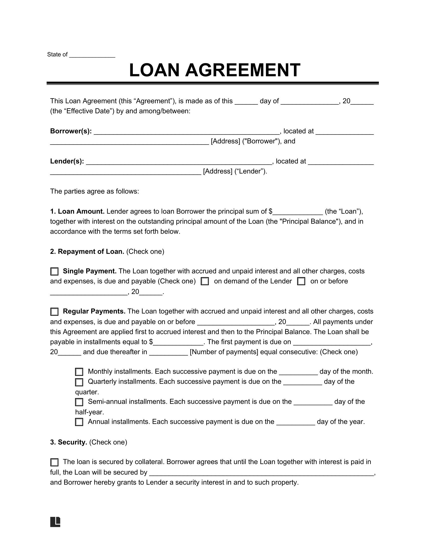 Free Loan Agreement Templates | Pdf &amp;amp; Word inside Free Printable Loan Agreement Form