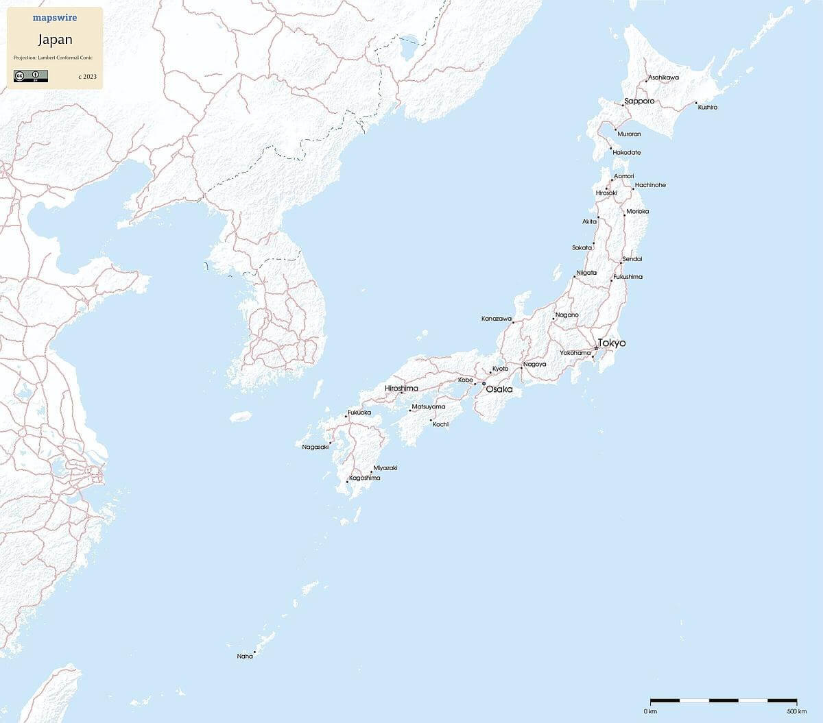 Free Maps Of Japan | Mapswire in Free Printable Map of Japan