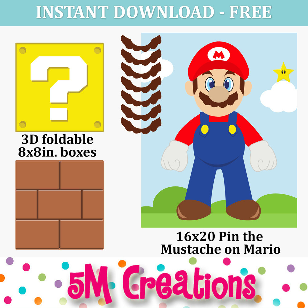 Free Mario Inspired Party Printable Decorations – Instant Download throughout Free Mario Printables