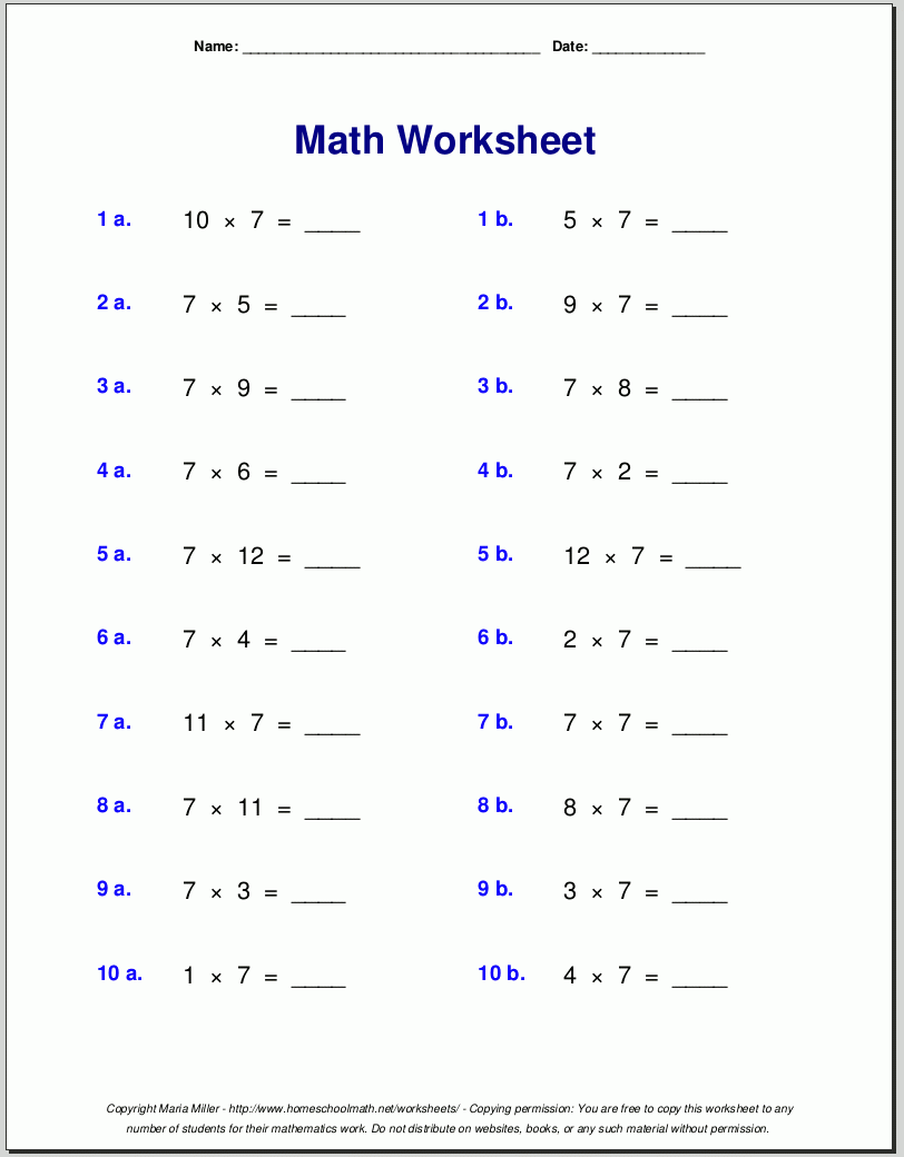 Free Math Worksheets with Free Printable Math Sheets