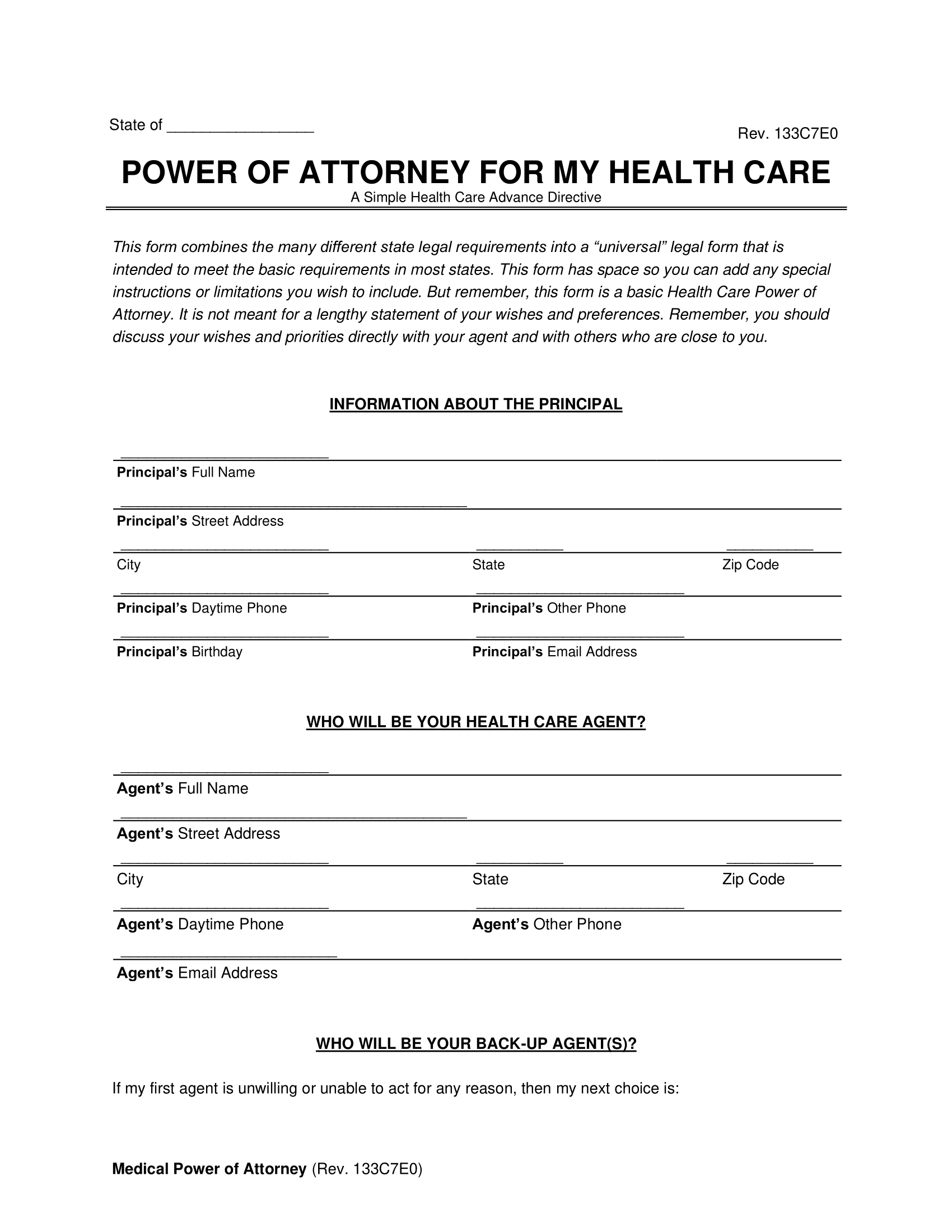 Free Medical (Health Care) Power Of Attorney Form | Pdf &amp;amp; Word in Free Blank Printable Medical Power of Attorney Forms