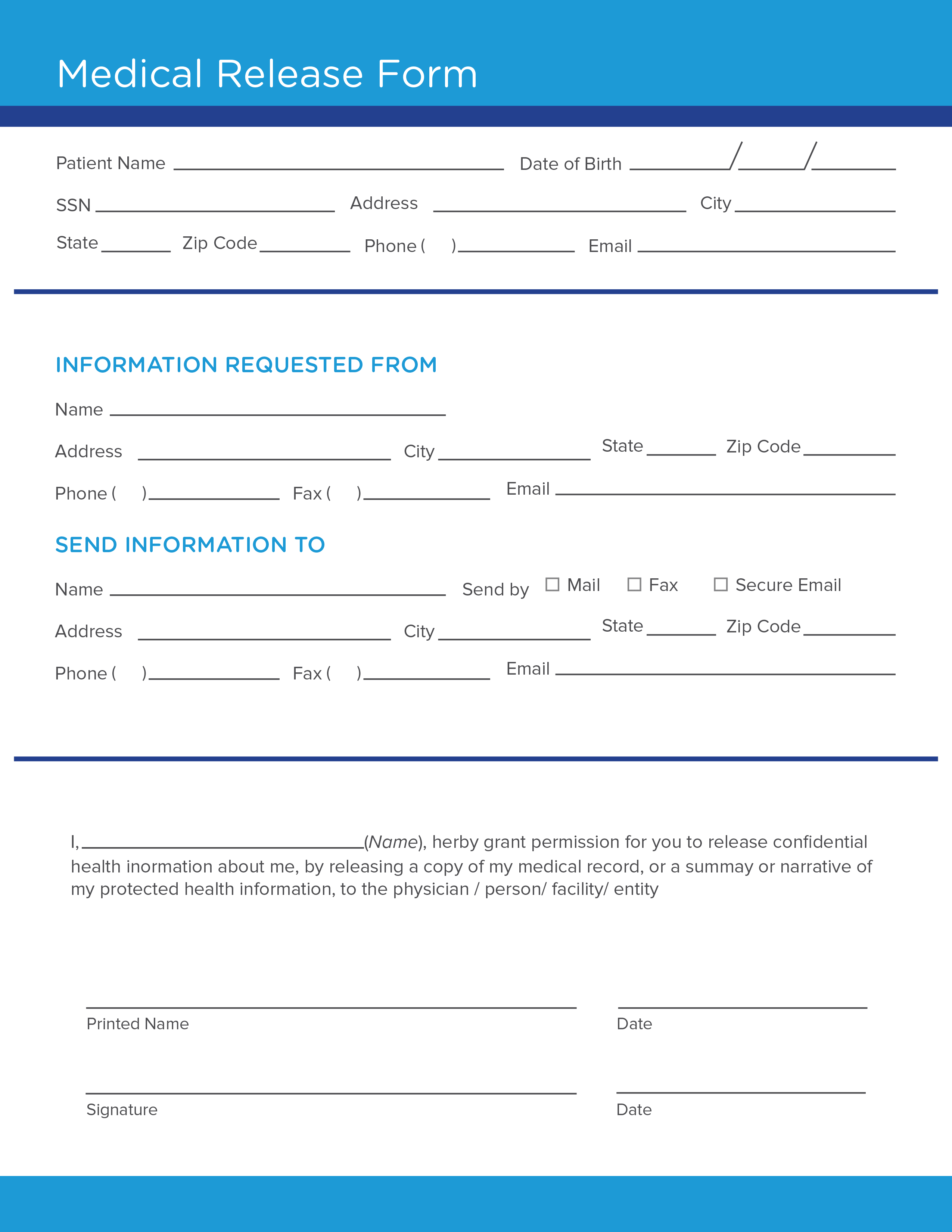 Free Medical Release Form Template - Continuum in Free Printable Medical Release Form